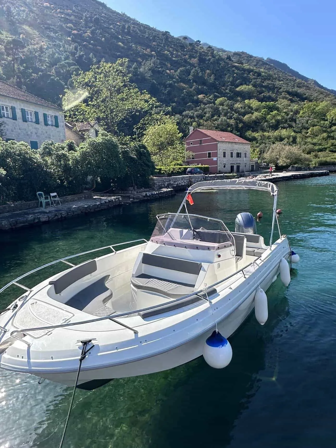 Our Atlantic Marine 670 Open private boat docked in Bay of Kotor